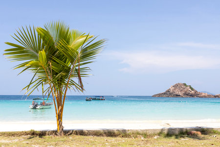 Breathtaking and scenic view of the beach at Redang Island, Malaysia. Redang Island is acknowledged for its crystal clear water and white sandy beachesの写真素材