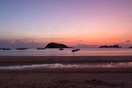 Beautiful sunrise at Redang Island, Malaysiaの写真素材