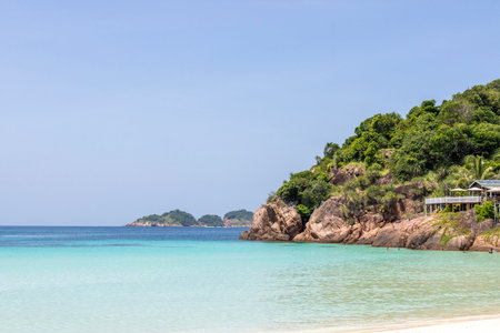 Breathtaking and scenic view of the beach at Redang Island, Malaysia. Redang Island is acknowledged for its crystal clear water and white sandy beachesの写真素材