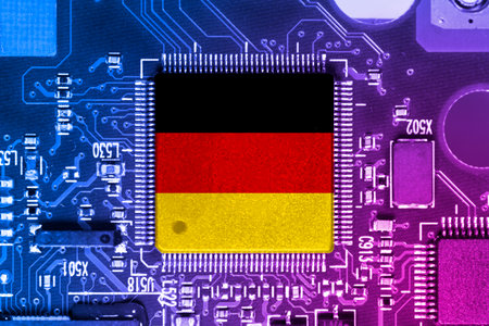 Germany  flag on a semi conductor  soldered on PCB.