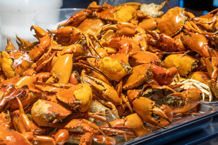 Baked crab sold in the night marketの写真素材