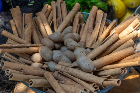 Turmeric and cinnamon in a glass bowl