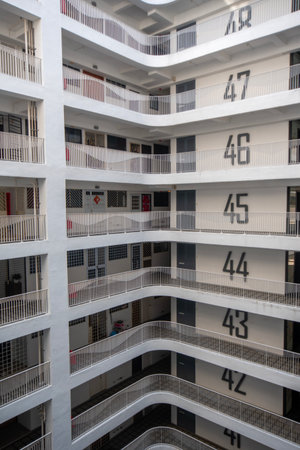 Beautiful residential building with large floor number indicator