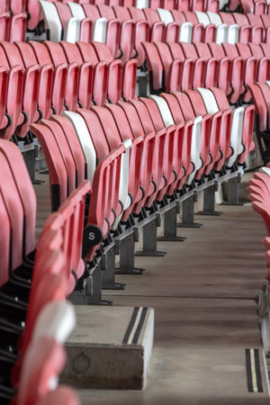 Seat arrangement inside Singapore National Stadium. With a 55,000 seating capacity, it offers breathtaking views of the waterfront and city skylineの写真素材
