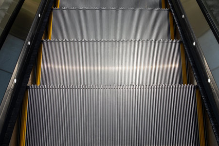View of the metal pattern of escalatorの写真素材
