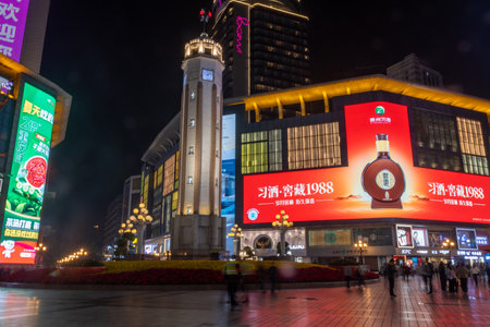 Chongqing, China- 2 Nov 2025: Liberation Monument, also called Jiefangbei in Chongqing city, China. Jiefangbei Monunment is the spiritual symbol of the victory of the Anti-Japanese Warのeditorial素材