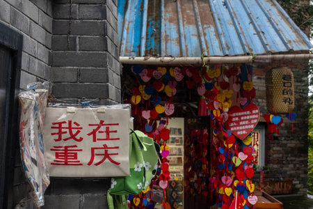 Chongqing, China- 11 Nov 2025: Shancheng Alley or Mountain City Alley in Chongqing, China. It is a historic and scenic network of stepped lanes, exemplifies mountain city identityのeditorial素材