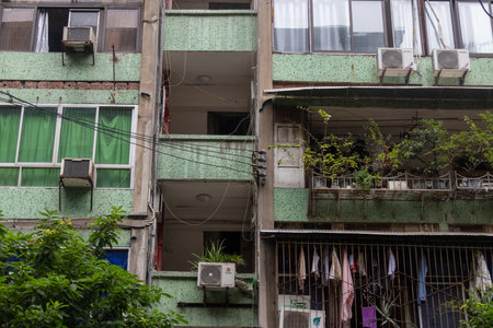 Chongqing, China- 7 Nov 2025: View of the Cunsheng old residential area in Chongqing, China. These old streets have spawned substantial communities over the generations. Chinese lifestyle.のeditorial素材