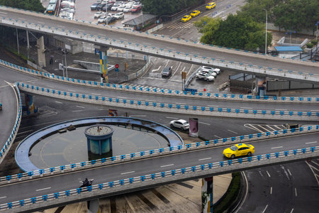 Chongqing, China- 7 Nov 2025: Chongqing Caiyuanba Bridge Overpass, China. Caiyuanba Bridge is a half-through arch bridge, road bridge, monorail bridge and steel bridgeのeditorial素材