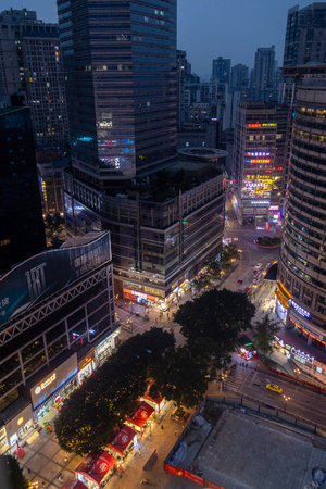 Chongqing, China- 2 Nov 2025: Night scene of Chongqing city area. in China. It is best to explore the amazing night scene of Chongqing city.のeditorial素材