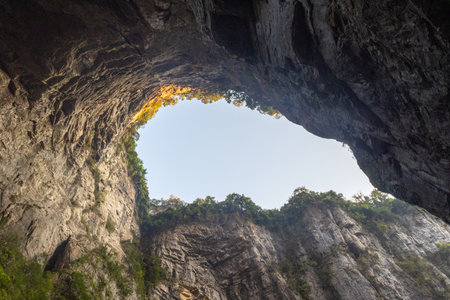 Three Natural Bridges at Wulong Karst Geological Park, Chongqing, China It is natural limestone...