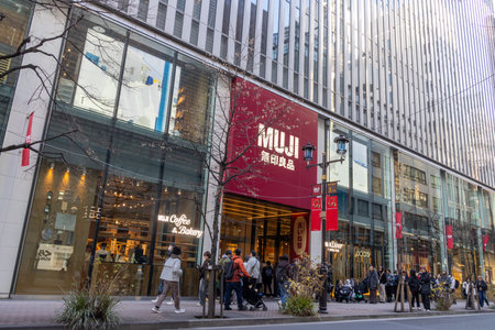 Tokyo, Japan-28 Dec 2025: Signage and shopfront of Muji in Tokyo, Japan. It is a Japanese retailer...