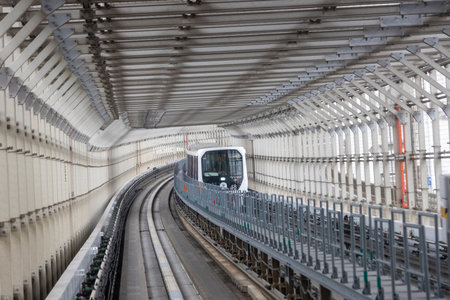 Tokyo, Japan - 25 Dec- 2025: Railway track for Yurikamome Monorial in Tokyo. Yurikamome Line is...