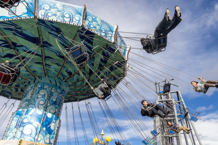 Fujiyoshida, Japan- 21 Dec 2025: Wave Swinger located at Fuji-Q Highland in Fujiyoshida, Japan. It is a popular attraction, offering a mix of height, speed, and rotationのeditorial素材