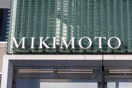 Tokyo, Japan-28 Dec 2025: Signage and shopfront of Mikimoto in Tokyo. Mikimoto is a renowned Japanese luxury jewelry brand, extending its expertise into cosmetics with pearl-derived ingredientsのeditorial素材