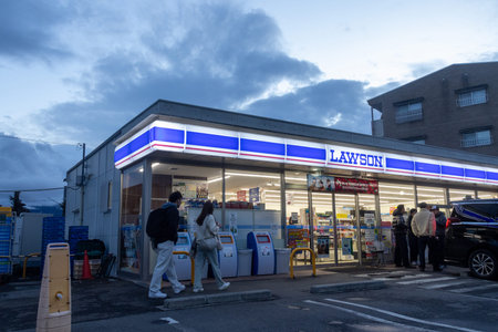 Kawaguchiko, Japan- 21 Dec 2025: A Lawson convenience store in the town of Kawaguchiko, Japan....