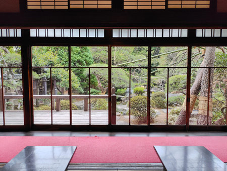 Yamamoto-tei, a tea house treasure from the last century at Shibamata, Tokyo. It features a parlor...