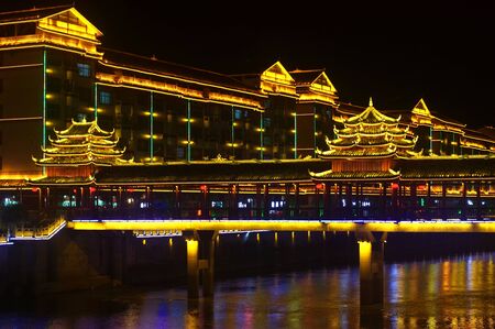 shelter bridge with buildingのeditorial素材