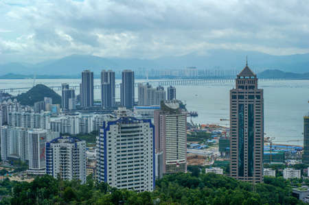panoramic view of hong kong harborのeditorial素材
