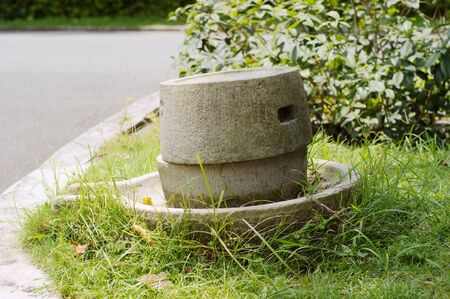 watering can in gardenの写真素材