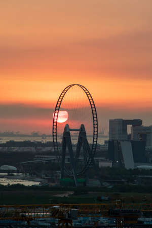 this is china skyline at sunset with reflectionのeditorial素材