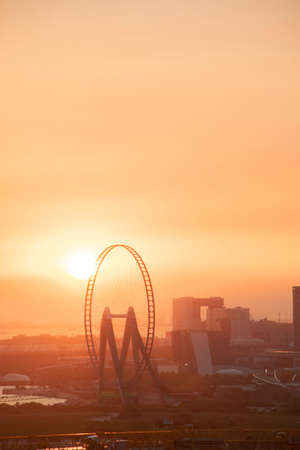 china skyline at sunset with reflectionのeditorial素材