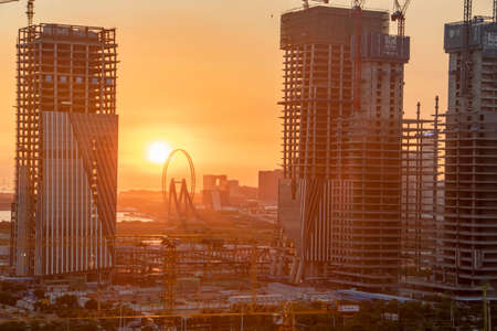 china skyline at sunset with reflectionのeditorial素材