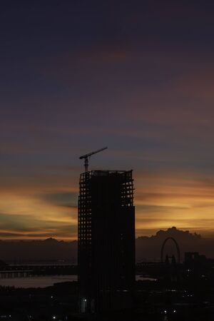 sunset over the city