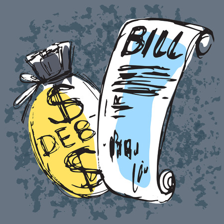 Symbols of debt and bills. Fine for financial education articles, brochures and promo materials.のイラスト素材