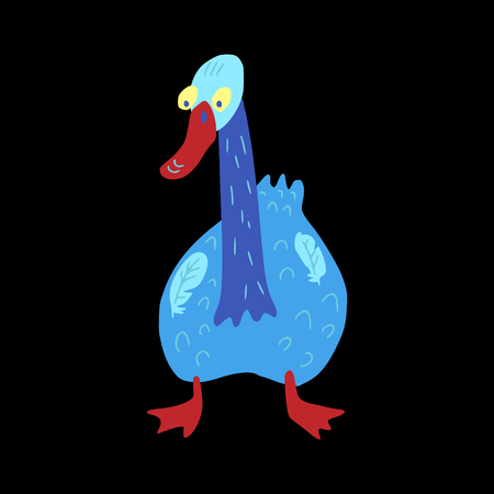 Cute doodle swan against black backgroundのイラスト素材