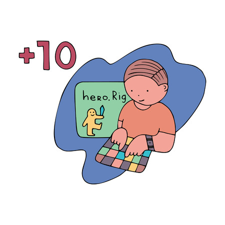Children coding illustration. Coding for kids articles and sites. Programming education.のイラスト素材