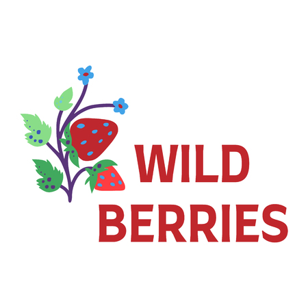 Wild berries doodle picture with text.のイラスト素材