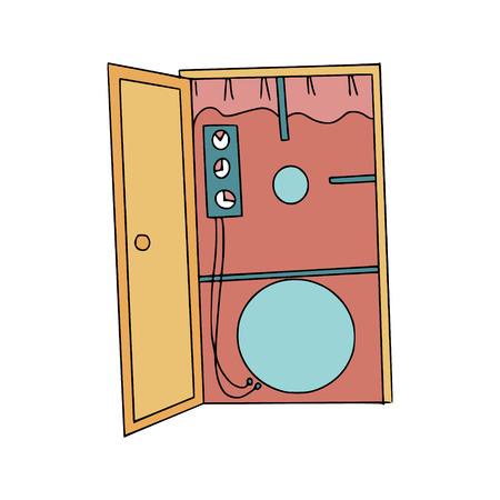 Energy audit with blower door test doodles for specialized services sites, promomaterials and brochures.のイラスト素材