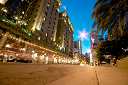 Nightlife and Traffic at Union Square San Francisco  のeditorial素材