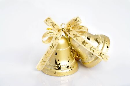 Golden Christmas bellsの写真素材