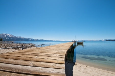 Pier at a vacation resort in Lake Tahoe californiaの写真素材