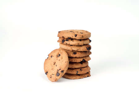 Chocolate cookies staked upの写真素材