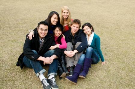 Group of diverse students on campusの写真素材