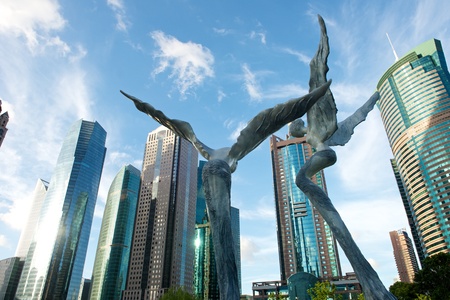 Shanghai Pudong downtown skyline cityscape with angelsのeditorial素材