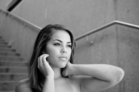Portrait of beautiful multiracial model.の写真素材