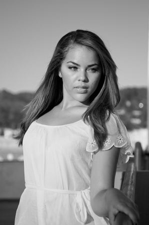 Portrait of beautiful multiracial model, outdoor.の写真素材