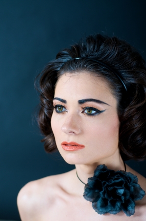 Portrait of beautiful caucasian model studioの写真素材