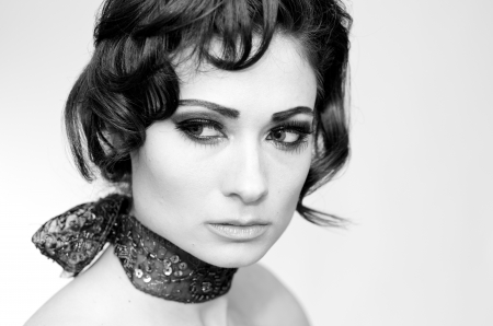 Portrait of beautiful caucasian model studioの写真素材