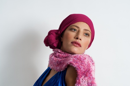 Portrait of beautiful caucasian model studioの写真素材