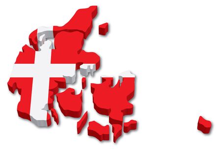 3D Denmark map with flag illustration on white backgroundのイラスト素材