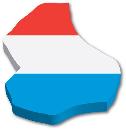 3D Luxembourg map with flag illustration on white backgroundのイラスト素材