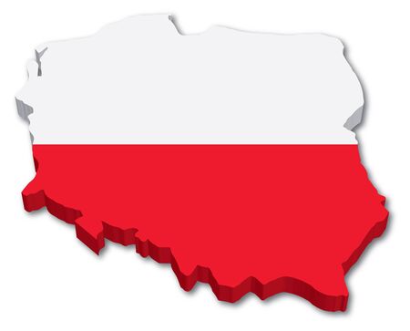 3D Poland map with flag illustration on white backgroundのイラスト素材