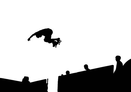 Silhouette Vector of skateboarding doing a backside airのイラスト素材