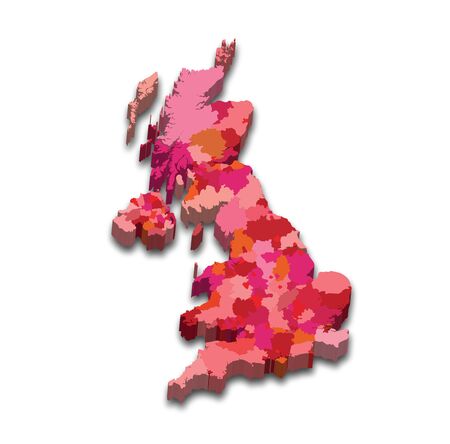 Vector illustration of a 3D state map from Englandのイラスト素材