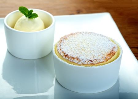 Delicious Custard dessert on plateの写真素材